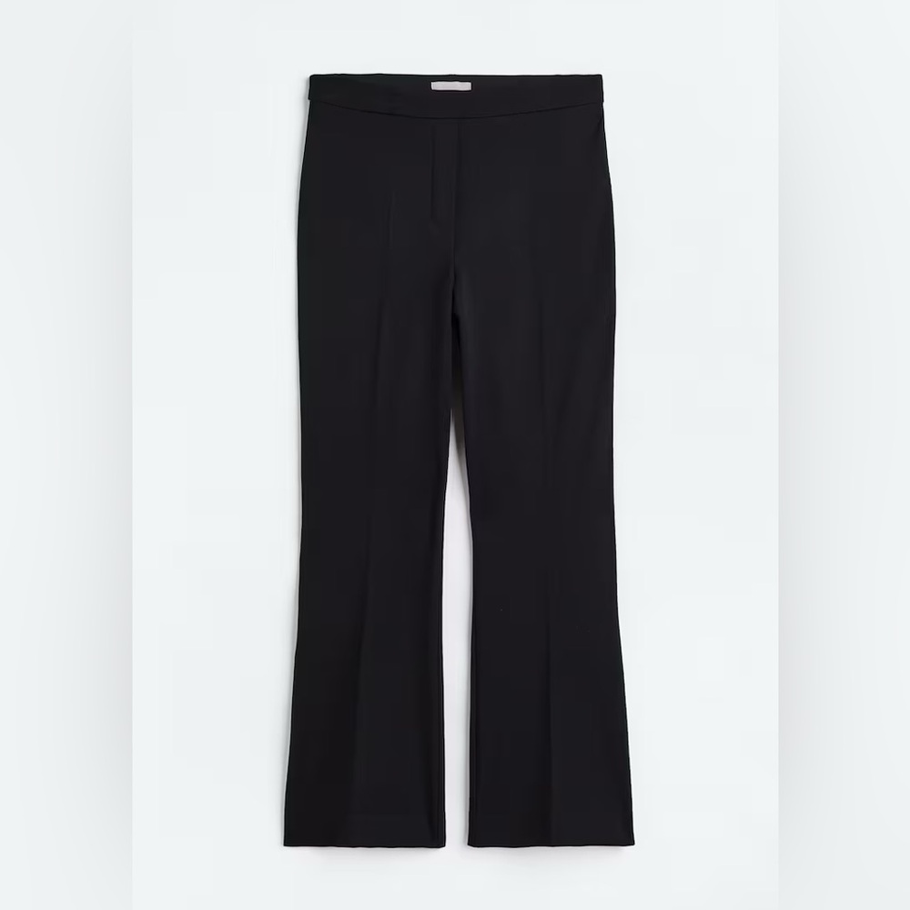 H&M Women’s Flared Trouser Pants Black Size Large Pull On Ponte Knit Pants